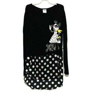 Disney Store Glamour Minnie Mouse Girls Dress Top Juniors S Black Polka Dots
